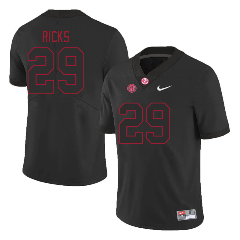 Men #29 Dezz Ricks Alabama Crimson Tide College Footabll Jerseys Stitched-Black